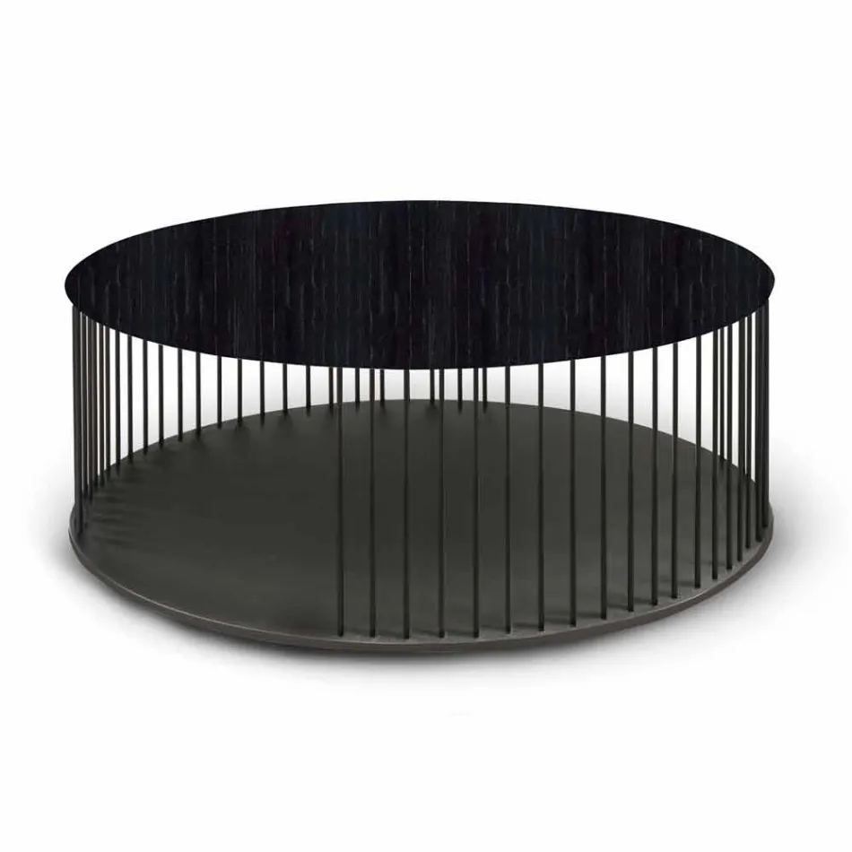 Stolik kawowy z okrągłym drewnianym blatem Made in Italy - Montebianco Viadurini