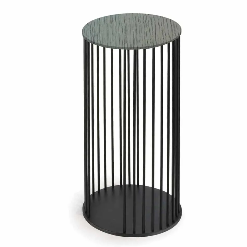 Stolik kawowy z okrągłym drewnianym blatem Made in Italy - Montebianco Viadurini