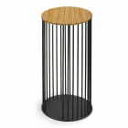 Stolik kawowy z okrągłym drewnianym blatem Made in Italy - Montebianco Viadurini