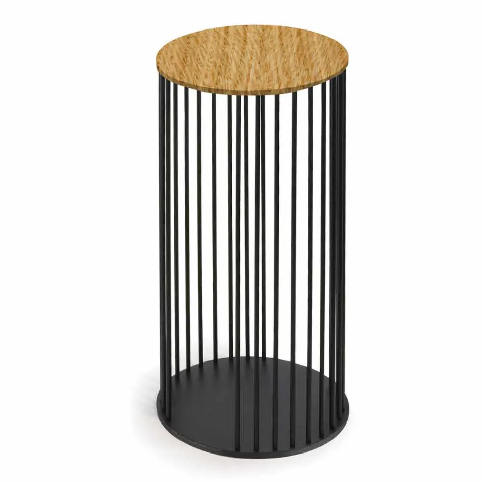 Stolik kawowy z okrągłym drewnianym blatem Made in Italy - Montebianco Viadurini