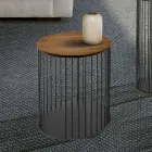 Stolik kawowy z okrągłym drewnianym blatem Made in Italy - Montebianco Viadurini