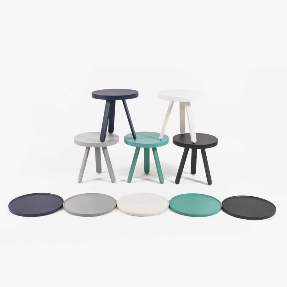 Zaprojektuj stolik kawowy z okrągłym blatem i nogami z litego drewna - Salerno Viadurini