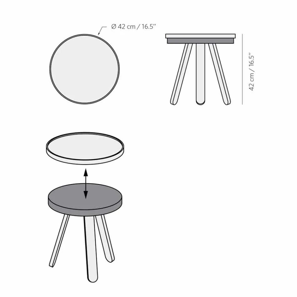 Zaprojektuj stolik kawowy z okrągłym blatem i nogami z litego drewna - Salerno Viadurini