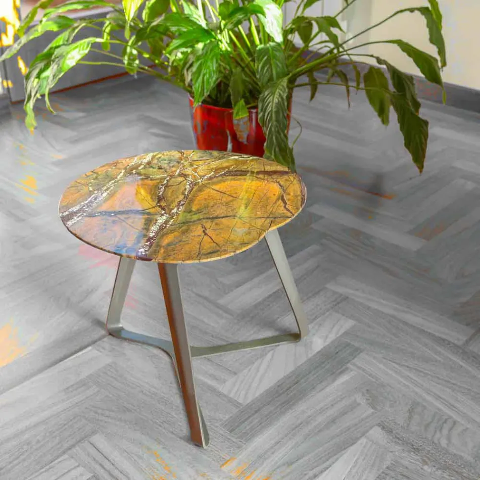 Stolik kawowy wykonany ręcznie z marmuru i stali Made in Italy - Prince Viadurini