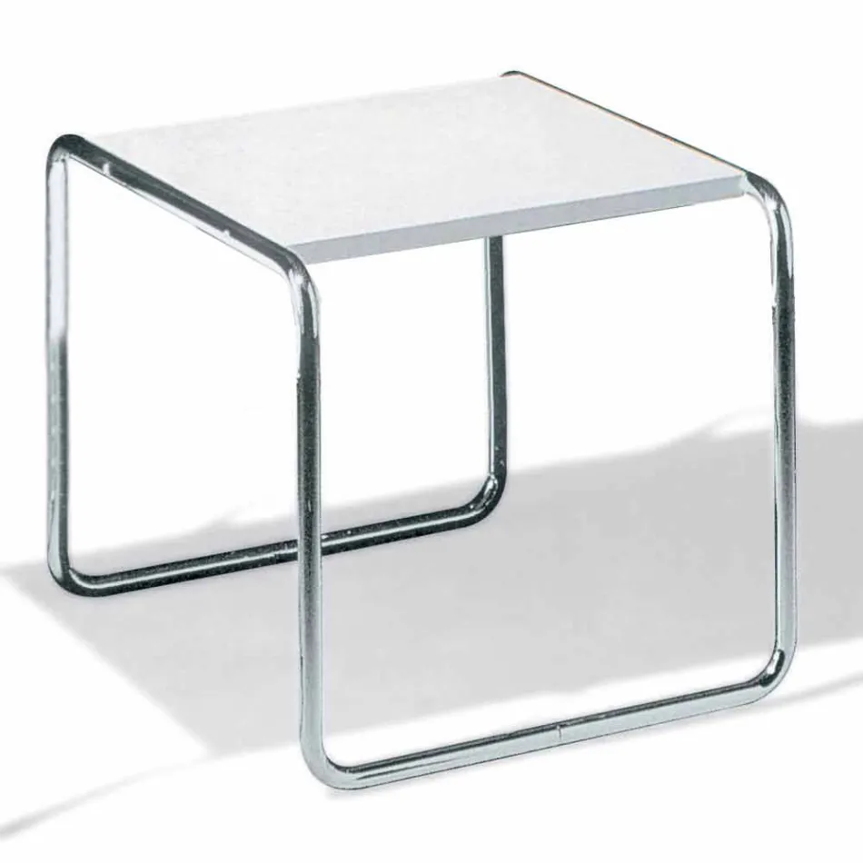 Stolik kawowy z chromowanej stali z laminowanym blatem Made in Italy - Ariete Viadurini