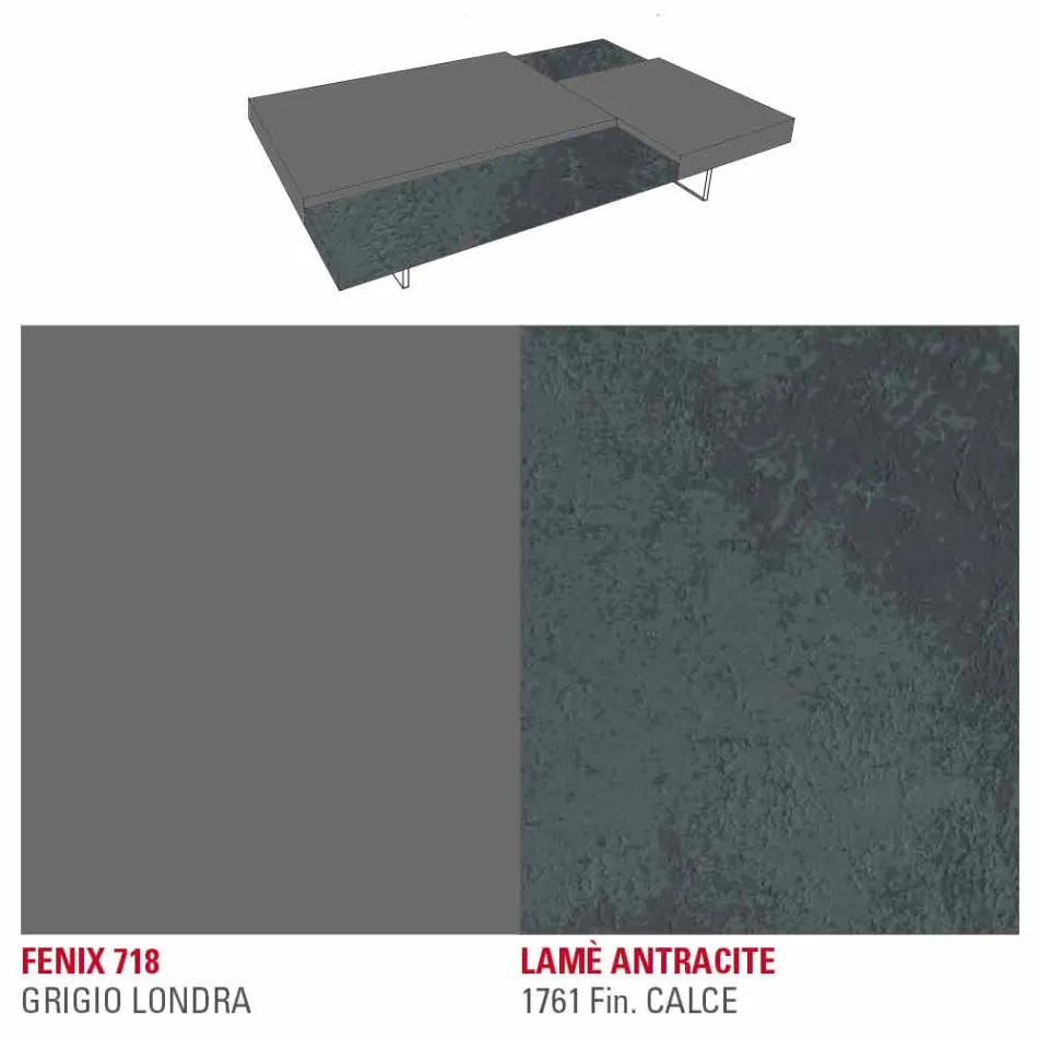 Stolik kawowy Fenix z przezroczystymi nóżkami Made in Italy - Justin Viadurini