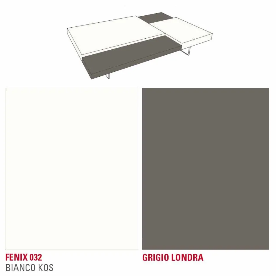 Stolik kawowy Fenix z przezroczystymi nóżkami Made in Italy - Justin Viadurini