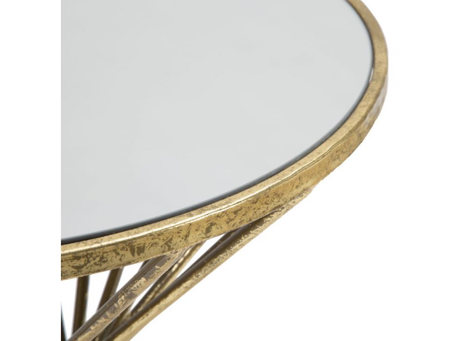 Stolik kawowy z pozłacanego żelaza z lustrem - morelowy Viadurini