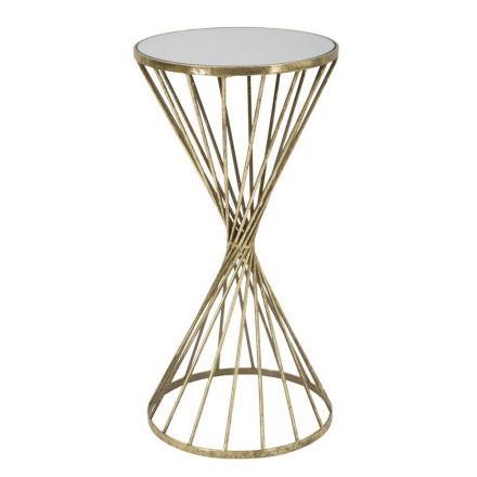 Stolik kawowy z pozłacanego żelaza z lustrem - morelowy Viadurini