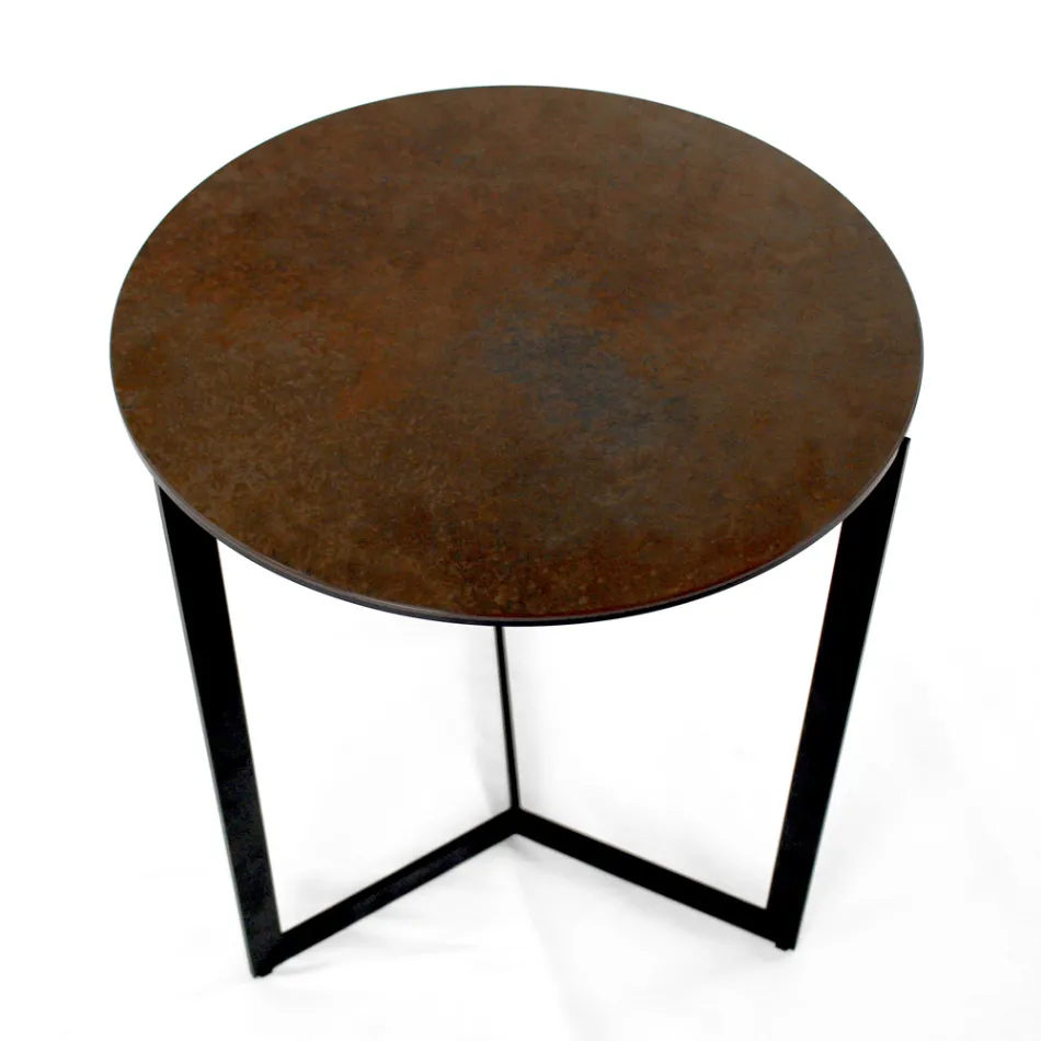 Stolik kawowy z kamionki ze stalową podstawą Made in Italy - Aspira Viadurini