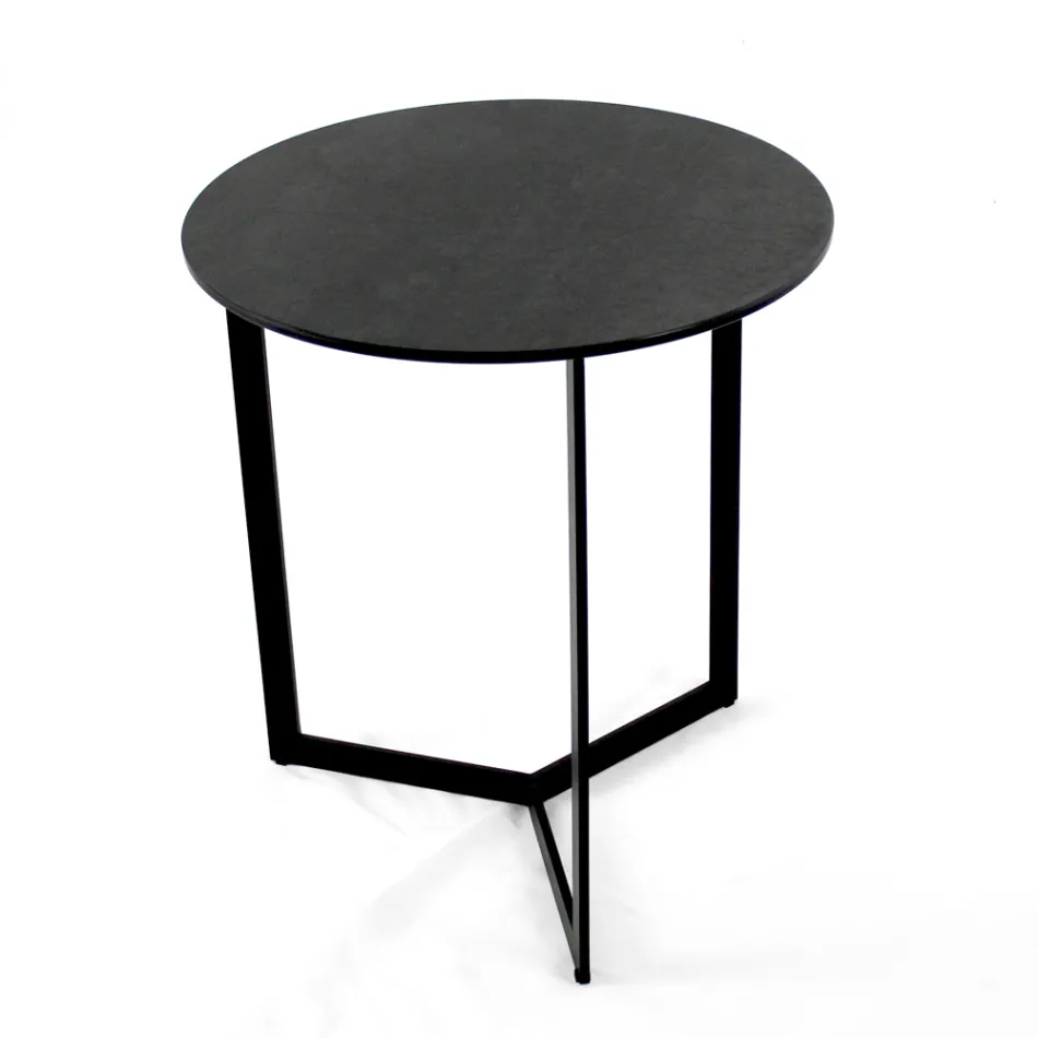 Stolik kawowy z kamionki ze stalową podstawą Made in Italy - Aspira Viadurini
