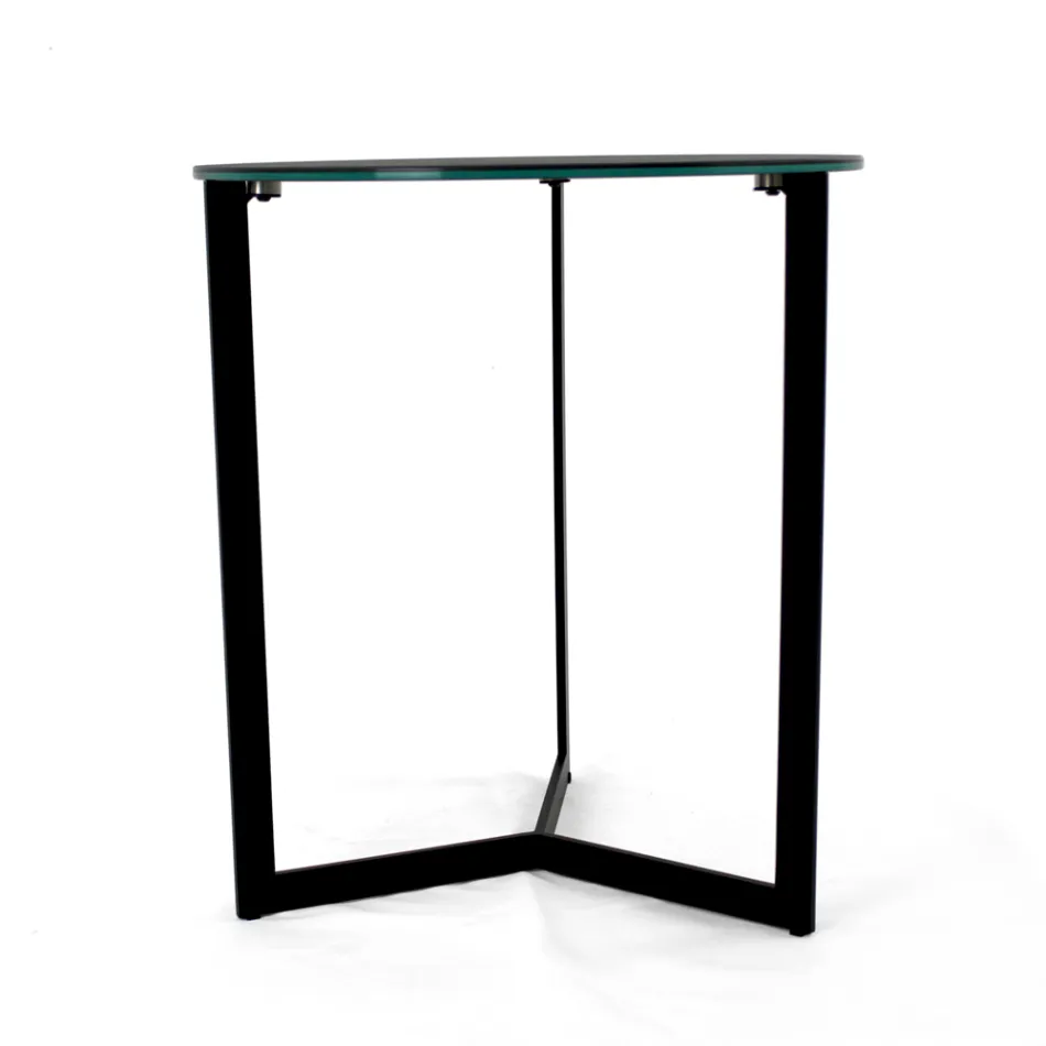 Stolik kawowy z kamionki ze stalową podstawą Made in Italy - Aspira Viadurini