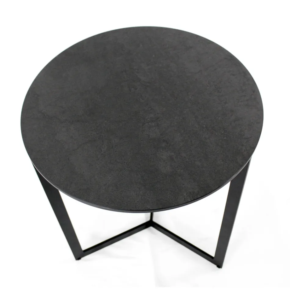 Stolik kawowy z kamionki ze stalową podstawą Made in Italy - Aspira Viadurini