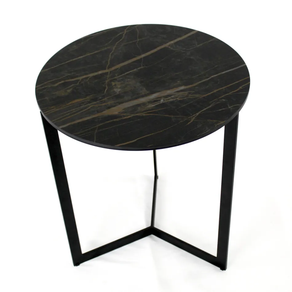 Stolik kawowy z kamionki ze stalową podstawą Made in Italy - Aspira Viadurini