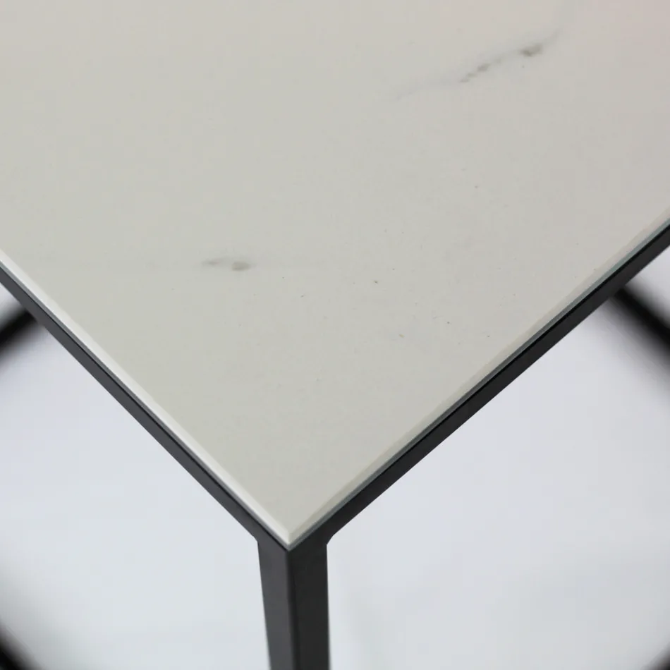 Stolik kawowy z kamionki i stalowa podstawa Made in Italy - Birba Viadurini