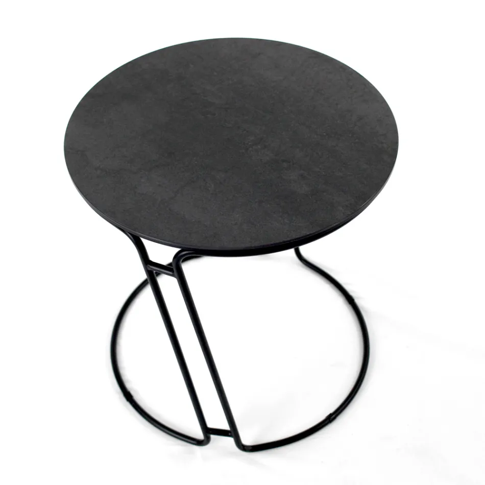 Stolik kawowy z porcelany Grès i okrągła podstawa Made in Italy - Tullia Viadurini