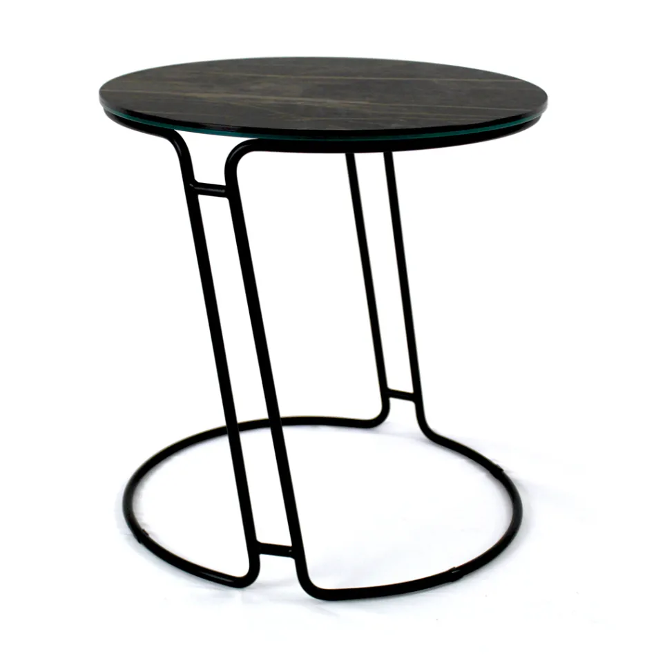 Stolik kawowy z porcelany Grès i okrągła podstawa Made in Italy - Tullia Viadurini