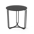 Stolik kawowy z okrągłej kamionki i podstawy z 3 półksiężycami Made in Italy - Arepa Viadurini