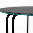 Stolik kawowy z okrągłej kamionki i podstawy z 3 półksiężycami Made in Italy - Arepa Viadurini