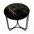 Stolik kawowy z okrągłej kamionki i podstawy z 3 półksiężycami Made in Italy - Arepa Viadurini