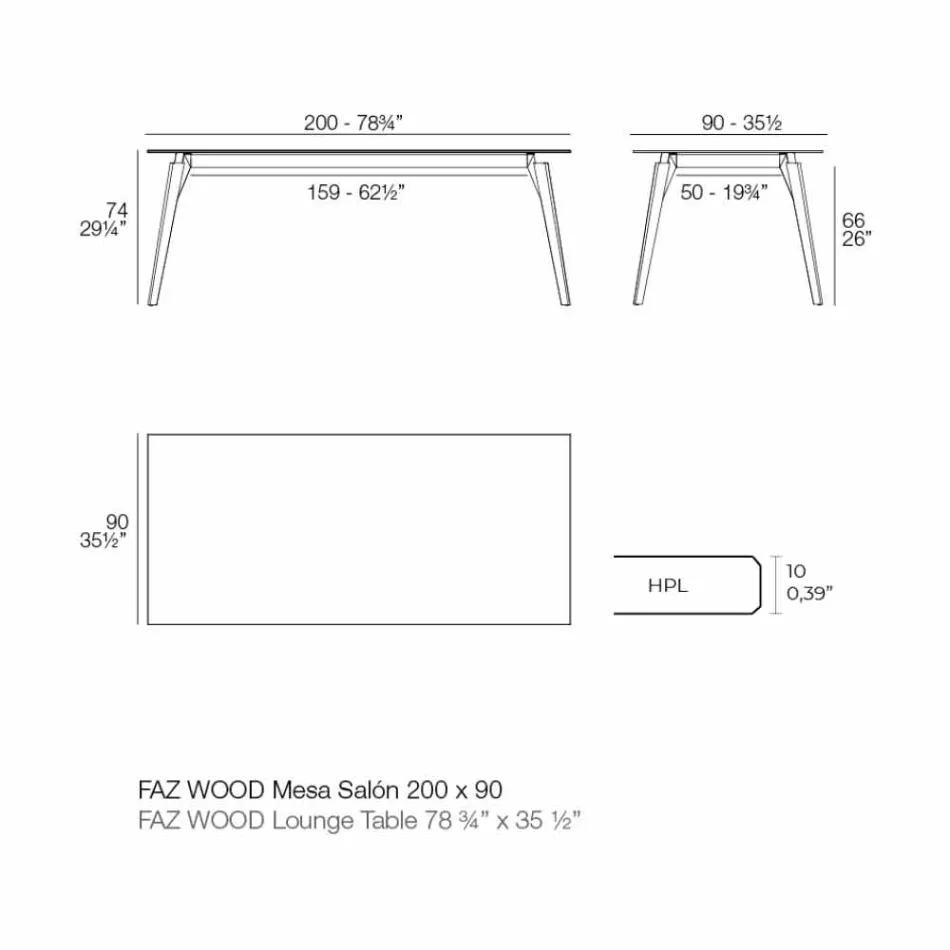 Stolik kawowy z białego lub czarnego laminatu w 2 rozmiarach - Faz Wood firmy Vondom Viadurini