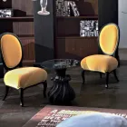 Stolik kawowy z litego drewna i kryształowej średnicy 60cm, Margo Viadurini