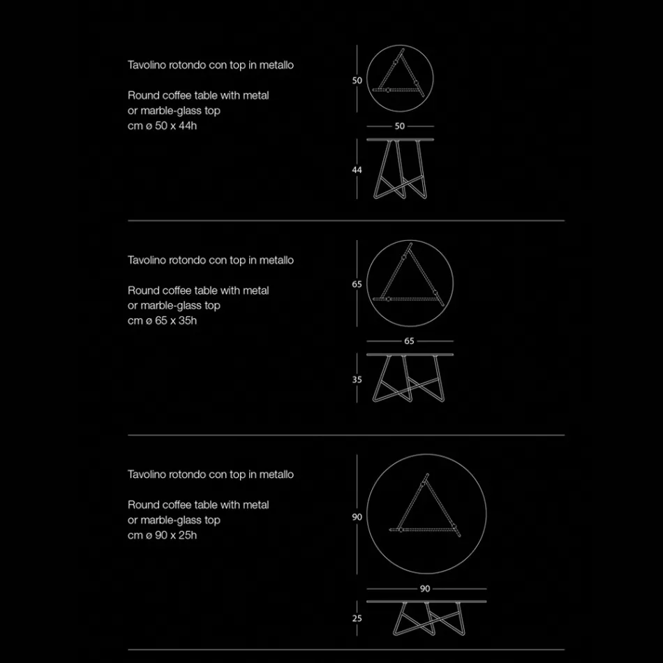 Stolik kawowy z kolorowego metalu i 3 rozmiarów, wyprodukowany we Włoszech - Magali Viadurini