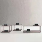 Metalowy stolik kawowy z kryształowymi blatami Made in Italy - Fermio Viadurini