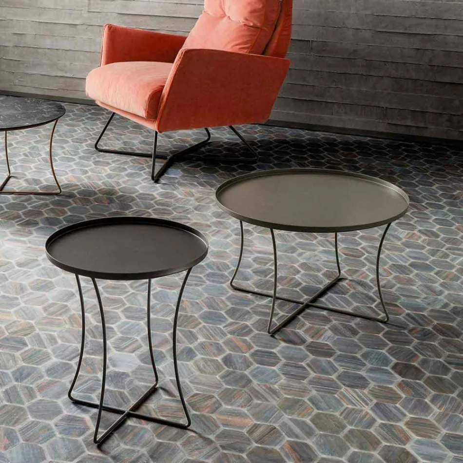 Metalowy stolik kawowy z tacą na pojemniki Made in Italy - Numbo Viadurini