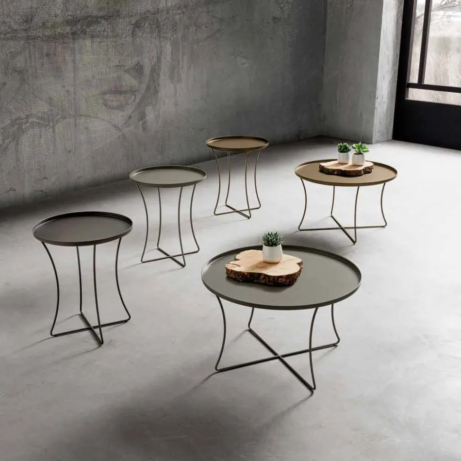 Metalowy stolik kawowy z tacą na pojemniki Made in Italy - Numbo Viadurini