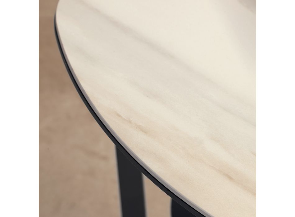 Metalowy stolik kawowy Ceramiczny blat ze schowkiem - Emirate Viadurini