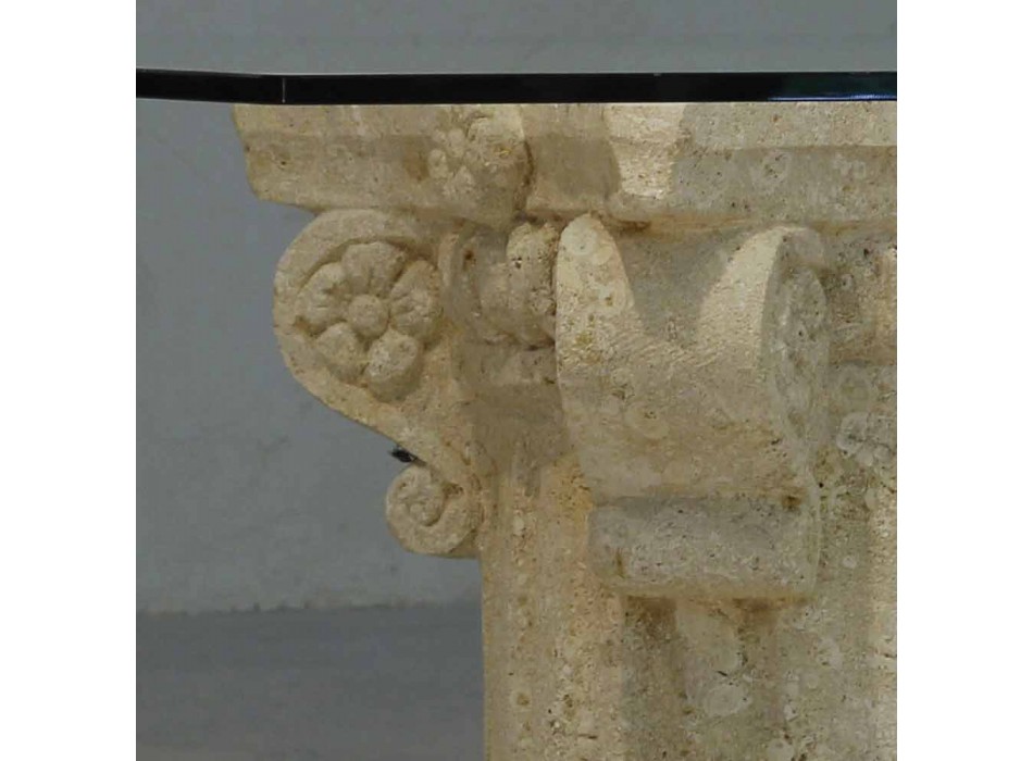stolik z kamienia i szkła pokoju dziennego z klasycznym wystrojem Balos Viadurini