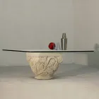 stolik z pokoju dziennego z kamienia i szkła z klasycznym Mytros projektowych Viadurini