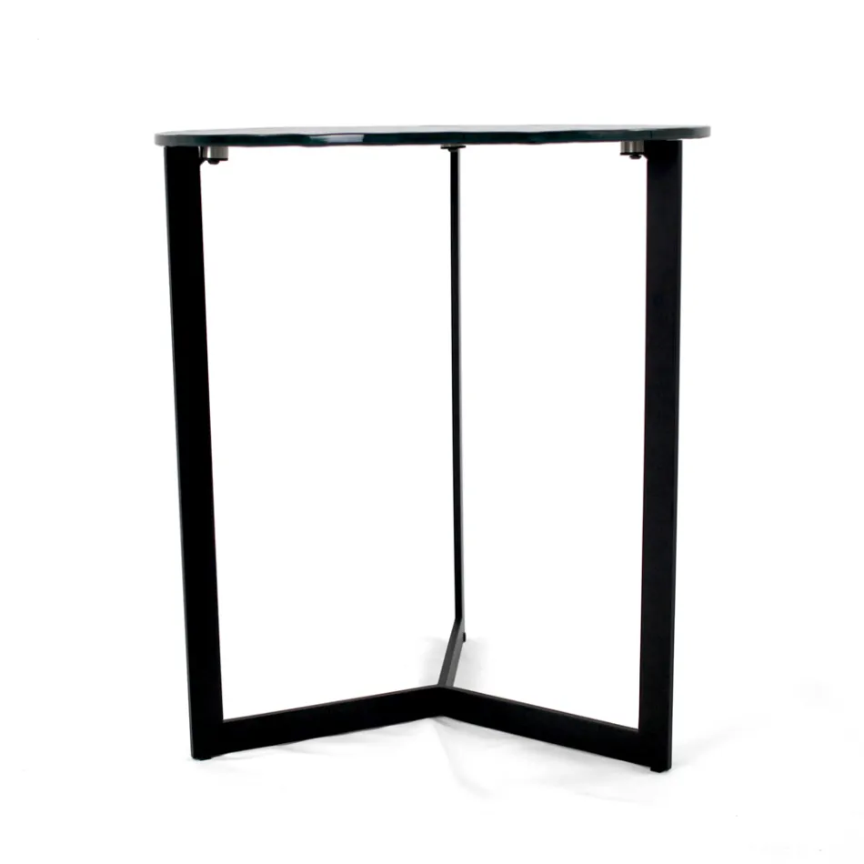 Szklany stolik kawowy ze stalową podstawą Made in Italy - Aspira Viadurini