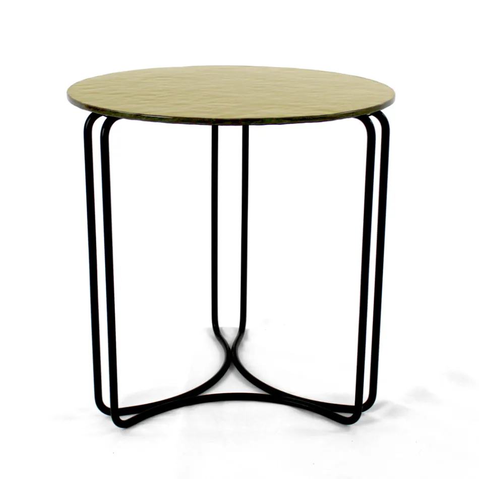 Szklany stolik kawowy i podstawa z 3 półksiężycami Made in Italy - Arepa Viadurini