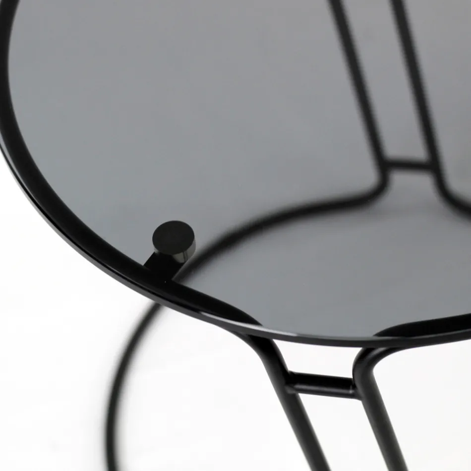 Szklany stolik kawowy i okrągła podstawa Made in Italy - Tullia Viadurini