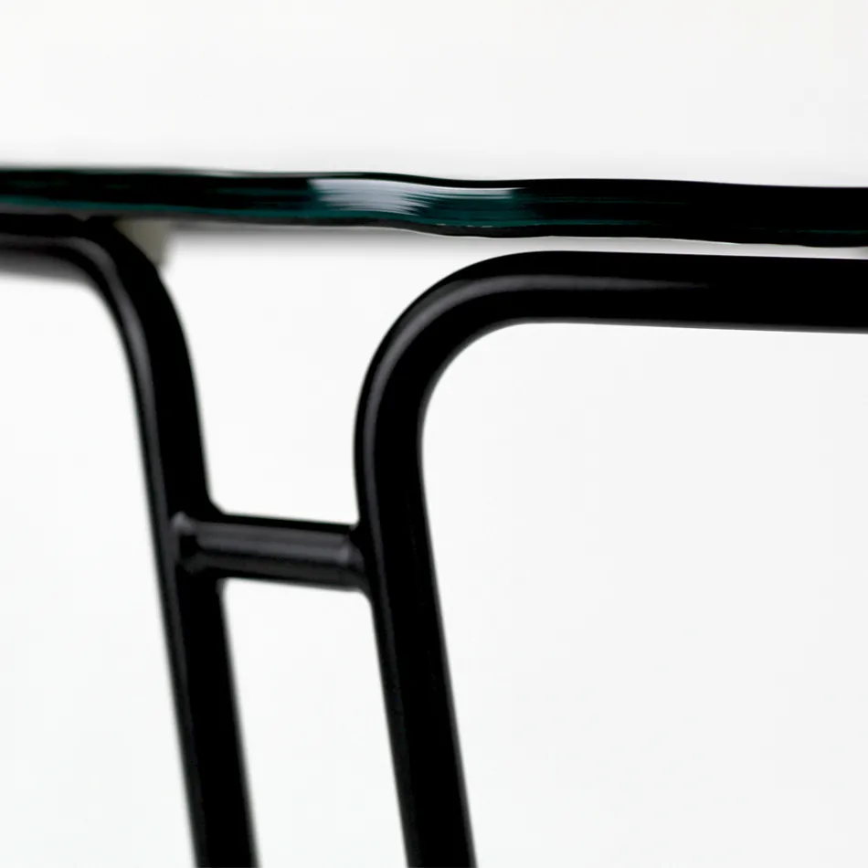 Szklany stolik kawowy i okrągła podstawa Made in Italy - Tullia Viadurini