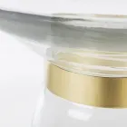 Stolik kawowy ze szkła i dekor ze stali platerowanej mosiądzem - Gabrio Viadurini