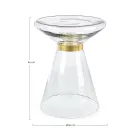 Stolik kawowy ze szkła i dekor ze stali platerowanej mosiądzem - Gabrio Viadurini