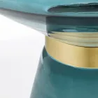 Stolik kawowy ze szkła i dekor ze stali platerowanej mosiądzem - Gabrio Viadurini