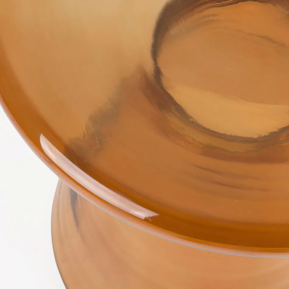 Stolik kawowy ze szkła i dekor ze stali platerowanej mosiądzem - Gabrio Viadurini