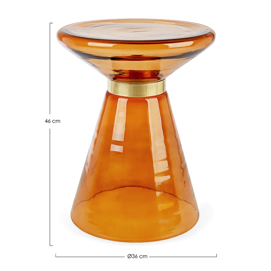 Stolik kawowy ze szkła i dekor ze stali platerowanej mosiądzem - Gabrio Viadurini