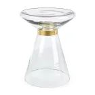 Stolik kawowy ze szkła i dekor ze stali platerowanej mosiądzem - Gabrio Viadurini