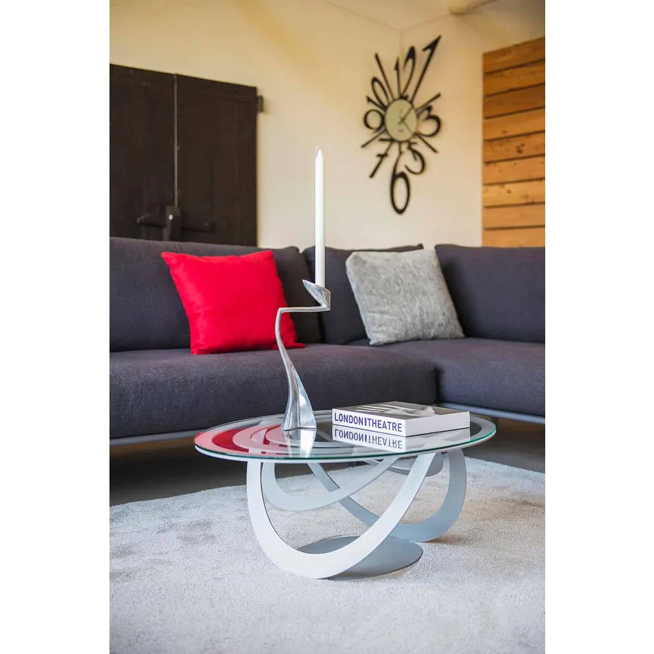 Stolik kawowy ze szkła i białego żelaza lub łupka Made in Italy - Olfeo Viadurini