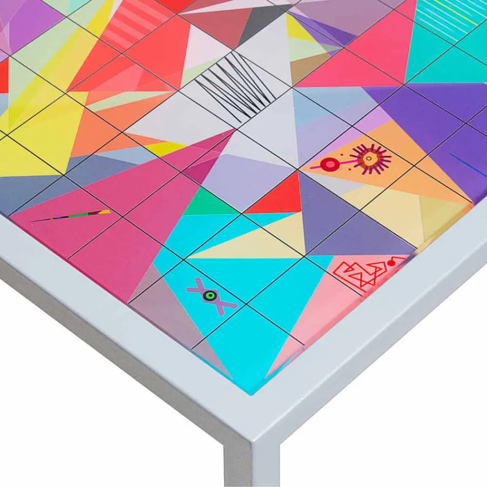 Nowoczesne metalowe kawy pokój dzienny 50x50cm Nina, wykonane we Włoszech Viadurini