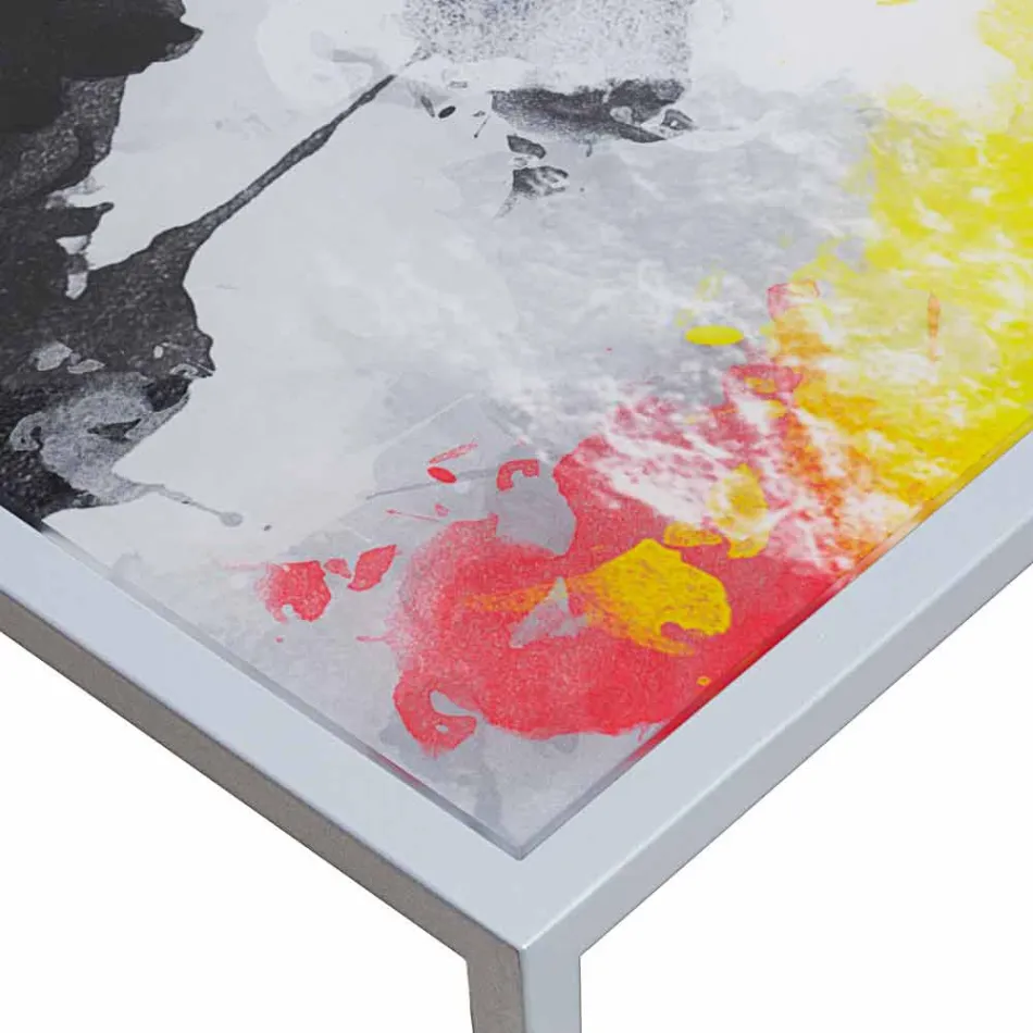 Nowoczesne metalowe kawy pokój dzienny 50x50cm Nina, wykonane we Włoszech Viadurini