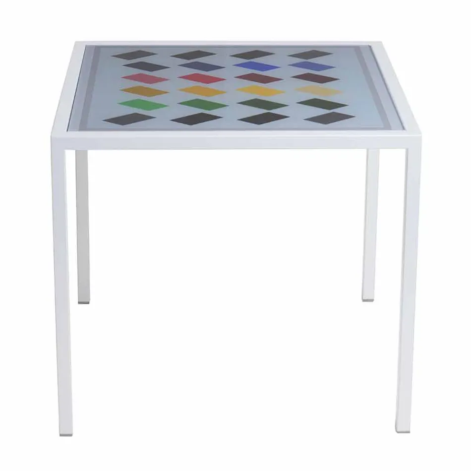 Nowoczesne metalowe kawy pokój dzienny 50x50cm Nina, wykonane we Włoszech Viadurini