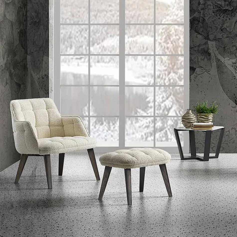 Nowoczesny stolik kawowy z gresu i drewna bukowego Made in Italy - Titanic Viadurini