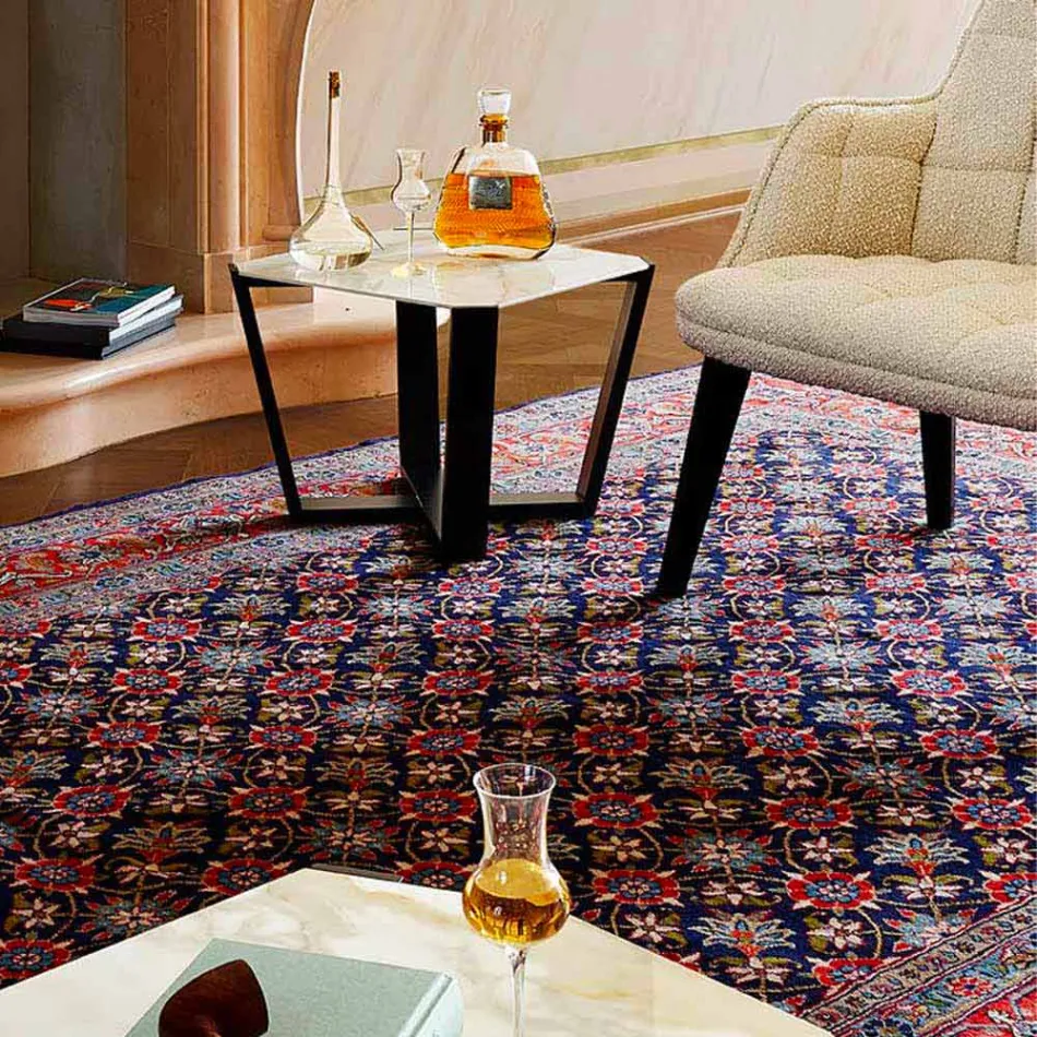 Nowoczesny stolik kawowy z gresu i drewna bukowego Made in Italy - Titanic Viadurini