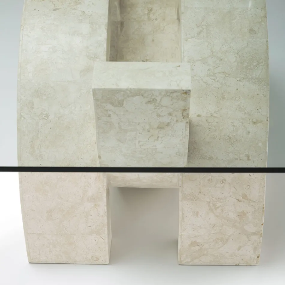 Nowoczesny stolik kawowy z kamienia i szkła - Austin Viadurini